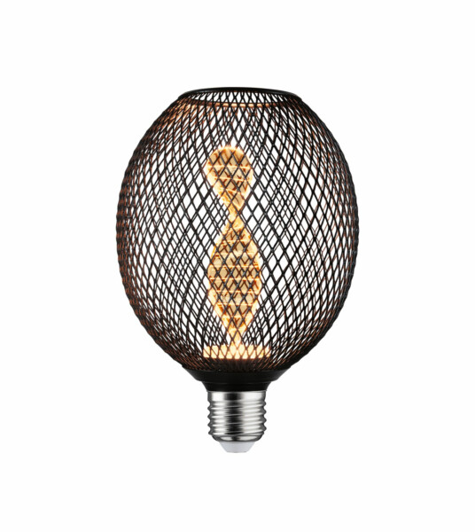 Paulmann Metallic Glow Standard 230V LED Globe E27 Helix 110lm 3.5W 1800K  Schwarz