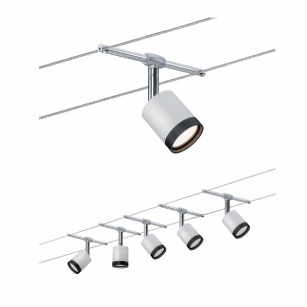 Paulmann LED Seilsystem TubeLED Basisset  5x150lm 5x4W 2700K  230/12V Weiß#Schwarz#Chrom
