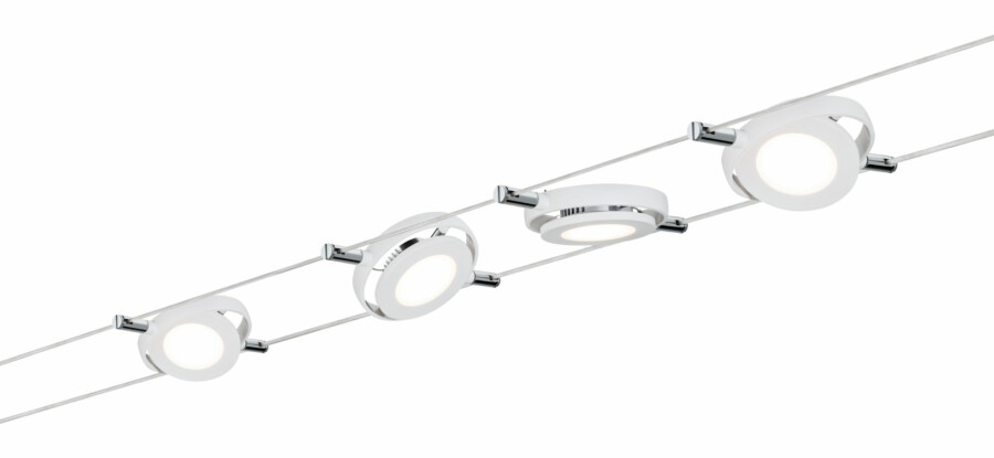 Paulmann LED Seilsystem Smart Home Bluetooth RoundMac Basisset  4x200lm 4x4W Tunable White dimmbar 230/12V Weiß matt