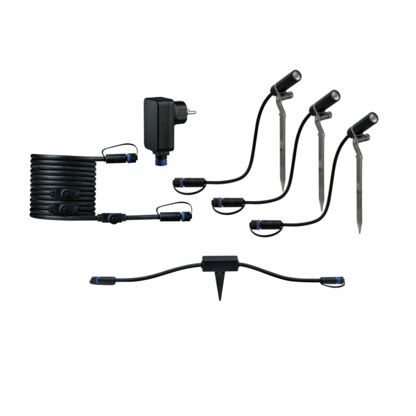 Paulmann Plug & Shine Bundle Smart Home Zigbee 3.0 LED Gartenstrahler Plantini IP65 3000K 3x2W 21VA Anthrazit