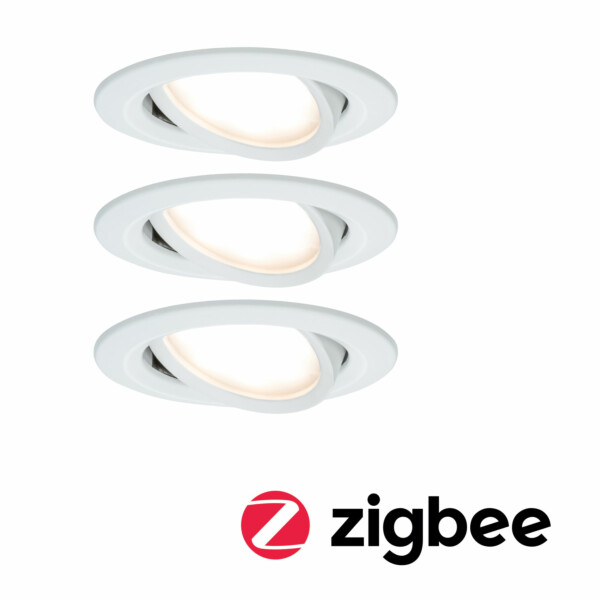 Paulmann Smart Home Zigbee Bundle Smart Home Zigbee 3.0 Einbauleuchte Nova Coin + Zigbee Cephei schwenkbar rund 84mm 50° Coin 3x6W 3x470lm 230V 2700K Weiß matt