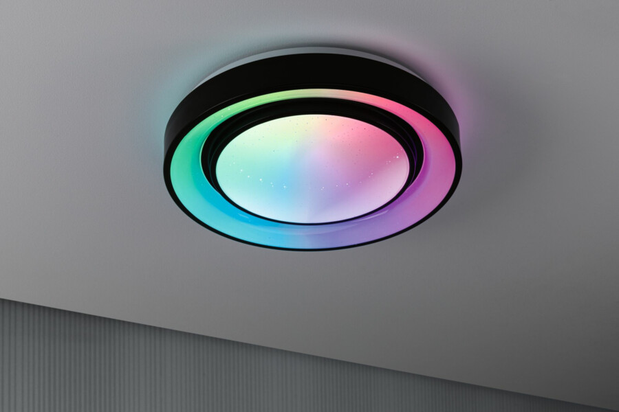 Paulmann LED Deckenleuchte Rainbow mit Regenbogeneffekt    RGBW+ 750lm 230V 22W dimmbar Schwarz#Weiß