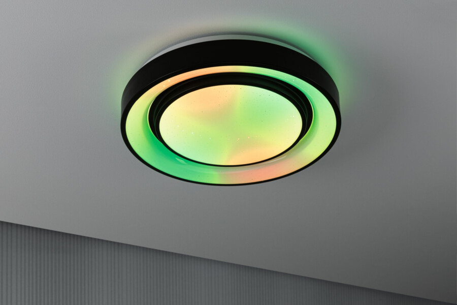 Paulmann LED Deckenleuchte Rainbow mit Regenbogeneffekt    RGBW+ 750lm 230V 22W dimmbar Schwarz#Weiß