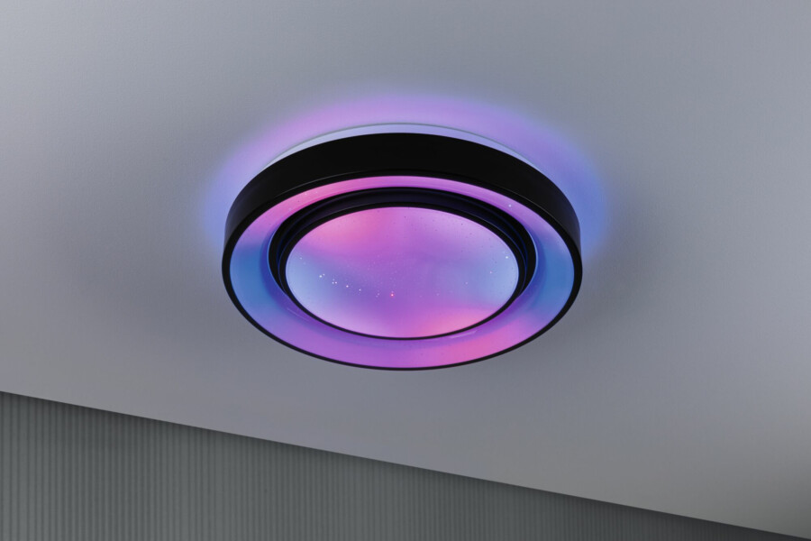 Paulmann LED Deckenleuchte Rainbow mit Regenbogeneffekt    RGBW+ 750lm 230V 22W dimmbar Schwarz#Weiß