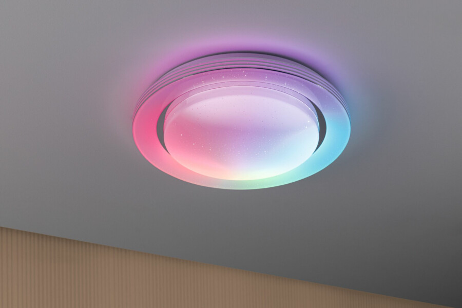 Paulmann LED Deckenleuchte Rainbow mit Regenbogeneffekt    RGBW+ 1600lm 230V 22W dimmbar Chrom#Weiß