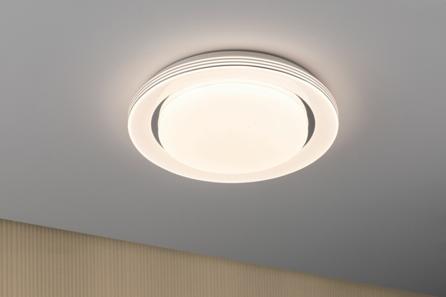 Paulmann LED Deckenleuchte Rainbow mit Regenbogeneffekt    RGBW+ 1600lm 230V 22W dimmbar Chrom#Weiß