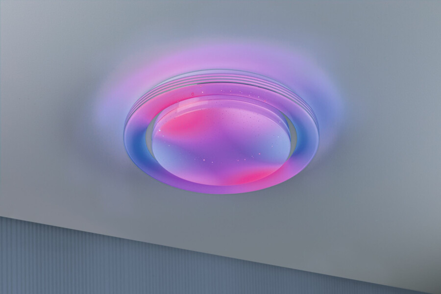 Paulmann LED Deckenleuchte Rainbow mit Regenbogeneffekt    RGBW+ 1600lm 230V 22W dimmbar Chrom#Weiß