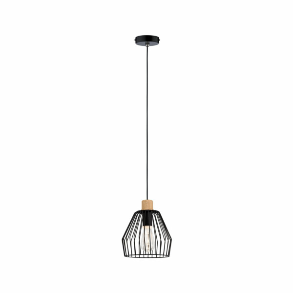 Paulmann Pendelleuchte Cameo IP44 E27   max. 20W Schwarz#Holz dimmbar
