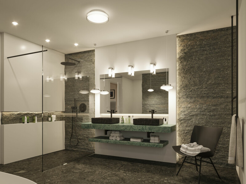 Paulmann Selection Bathroom LED Deckenleuchte Luena IP44  3000K 860lm 230V 16.5W  Glas#Chrom