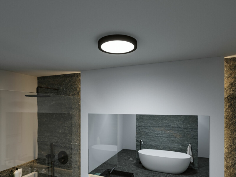 Paulmann Selection Bathroom LED Deckenleuchte Tega  IP44  White Switch 1200lm 230V 22.5W  Schwarz matt