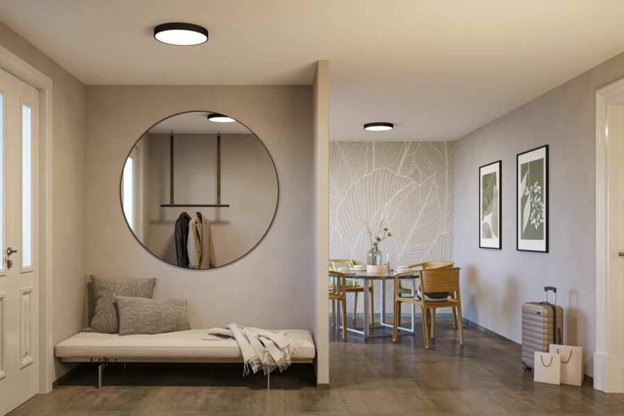 Paulmann Selection Bathroom LED Deckenleuchte Tega  IP44  White Switch 1200lm 230V 22.5W  Schwarz matt