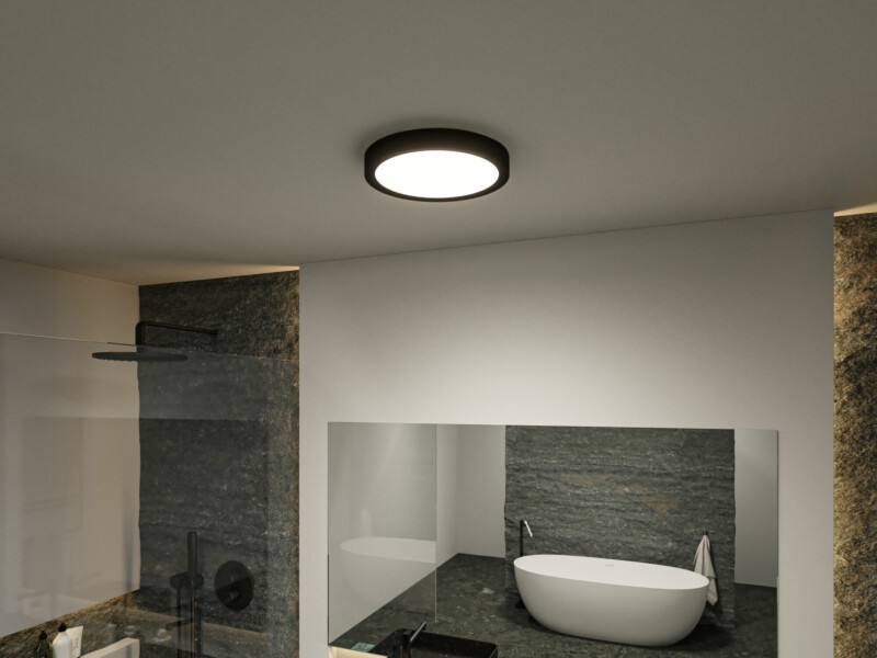 Paulmann Selection Bathroom LED Deckenleuchte Tega  IP44  White Switch 1200lm 230V 22.5W  Schwarz matt