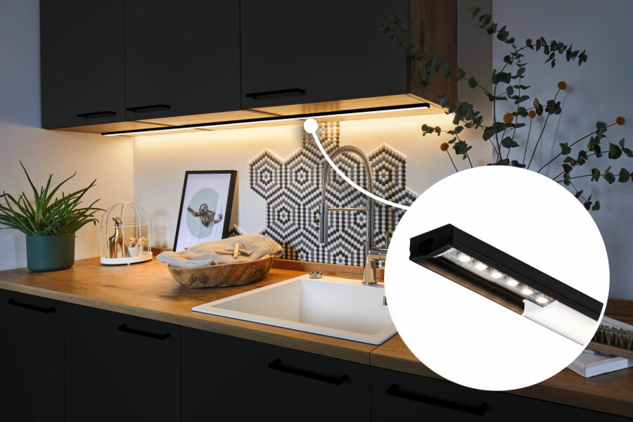 Paulmann LED Strip Profil Base Weißer Diffusor 1m Schwarz
