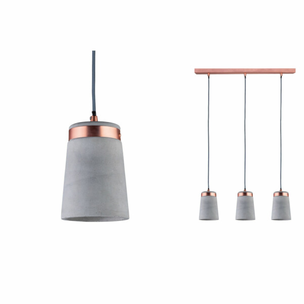 Paulmann Neordic Pendelleuchte Stig  E27   max. 3x20W Grau#Kupfer matt dimmbar Beton#Metall