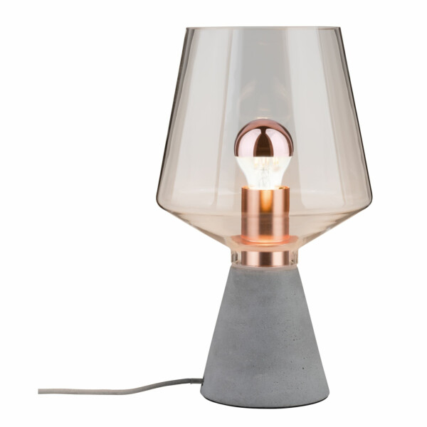 Paulmann Neordic Tischleuchte Yorik E27   max. 20W Klar#Grau#Kupfer Glas#Beton#Metall