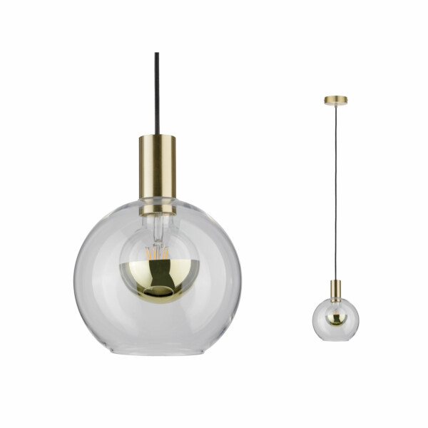 Paulmann Neordic Pendelleuchte Esben  E27   max. 20W Klar#Messing gebürstet dimmbar Glas#Metall