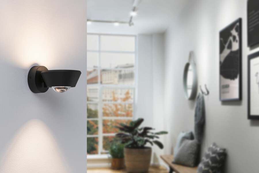 Paulmann LED Wandleuchte Sabik  IP44  2700K 840lm / 320lm 230V 9 / 1x4W dimmbar Schwarz