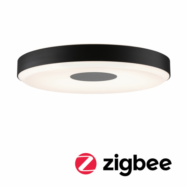 Paulmann LED Deckenleuchte Smart Home Zigbee 3.0 Puric Pane Effect   2700K 200lm / 1.900lm 230V 16 / 1x1.5W dimmbar Schwarz#Grau