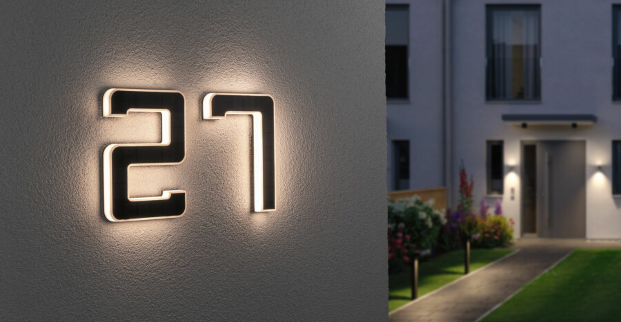 Paulmann Solar LED Hausnummernleuchte inkl. wechselbarer Akku Nummer 6 inkl. wechselbarer Akku IP44 3000K 6lm Schwarz