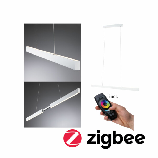 Paulmann LED Pendelleuchte Smart Home Zigbee 3.0 Aptare   2700K 2.050lm / 2.050lm 2x18 / 1x18W Weiß matt dimmbar