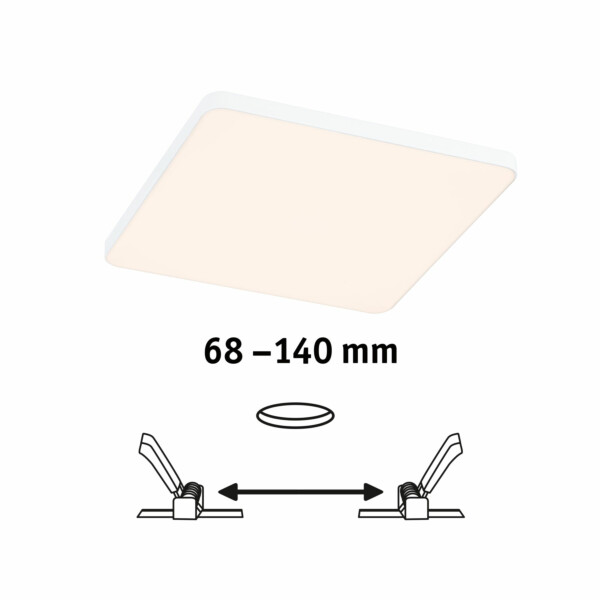 Paulmann VariFit LED Einbaupanel Veluna Edge IP44 eckig 160x160mm  12W 1100lm 3000K Weiß dimmbar