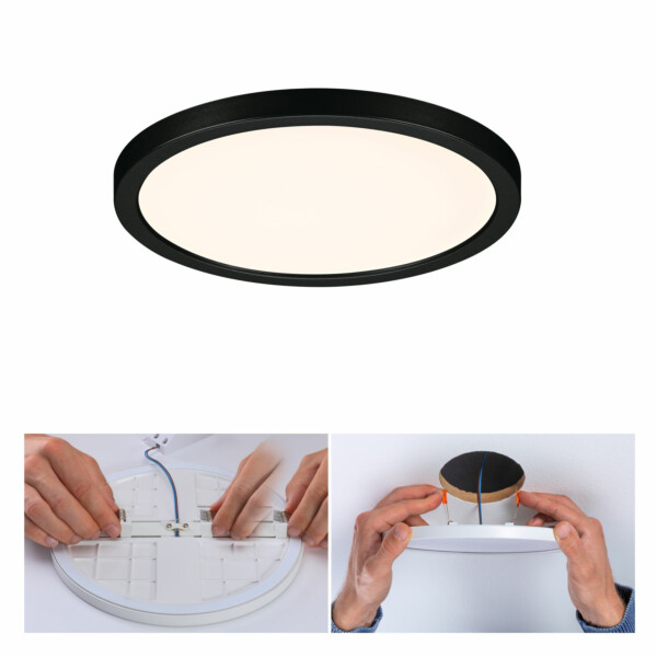 Paulmann VariFit LED Einbaupanel 3-Step-Dim Areo IP44 rund 175mm  13W 1300lm 3000K Schwarz dimmbar