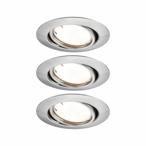 Paulmann LED Einbauleuchte Smart Home Zigbee 3.0 Base Coin Basisset schwenkbar  rund 90mm 20°  3x4.9W 3x430lm 230V dimmbar 3000K Eisen gebürstet