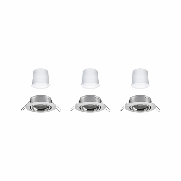 Paulmann LED Einbauleuchte Smart Home Zigbee 3.0 Base Coin Basisset schwenkbar  rund 90mm 20°  3x4.9W 3x430lm 230V dimmbar 3000K Eisen gebürstet