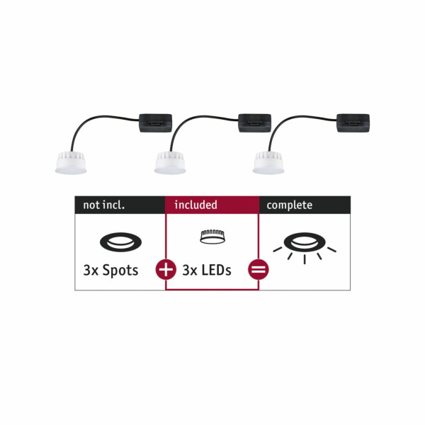 Paulmann LED Modul Einbauleuchte Choose Coin 3er-Set   rund 50mm  Coin 3x6W 3x470lm 230V  2700K Satin