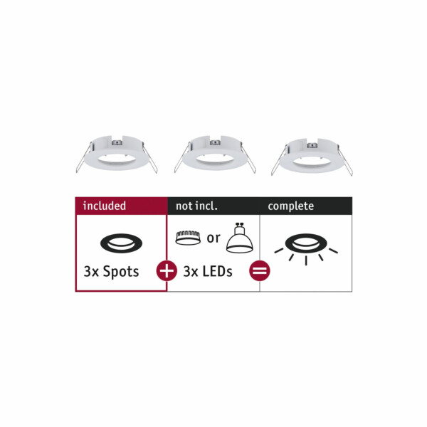 Paulmann Einbauleuchte Choose Basisset starr IP44 rund 78mm   max. 3x10W  230V dimmbar  Weiß matt