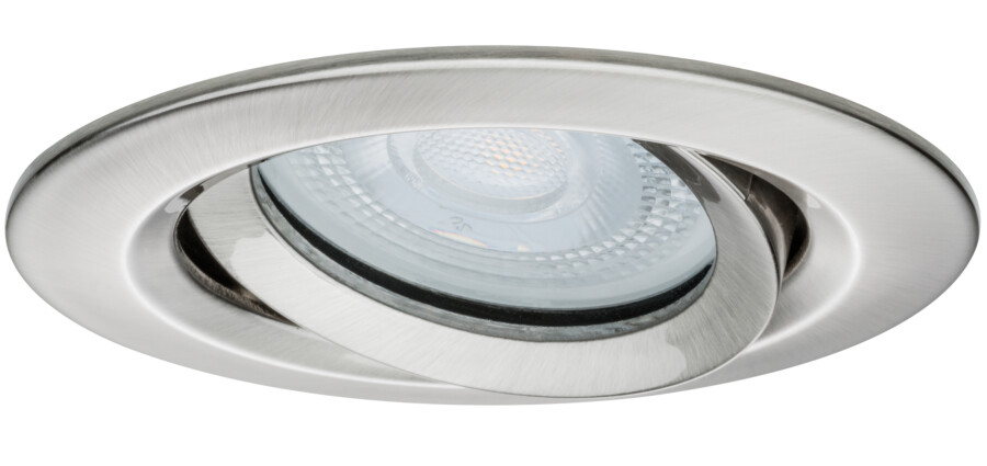 Paulmann LED Einbauleuchte Nova Plus Einzelleuchte schwenkbar IP65 rund 93mm 30° GU10 7W 460lm 230V dimmbar 2700K Eisen gebürstet