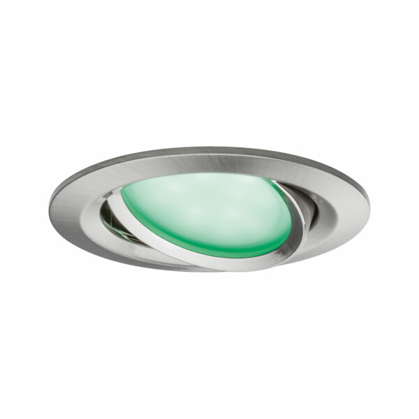 Paulmann LED Einbauleuchte Smart Home Zigbee 3.0 Nova Plus Coin Basisset schwenkbar  rund 84mm 50° Coin 3x5.2W 3x400lm 230V dimmbar RGBW Eisen gebürstet