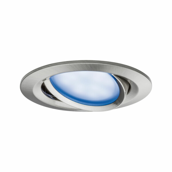 Paulmann LED Einbauleuchte Smart Home Zigbee 3.0 Nova Plus Coin Basisset schwenkbar  rund 84mm 50° Coin 3x5.2W 3x400lm 230V dimmbar RGBW Eisen gebürstet