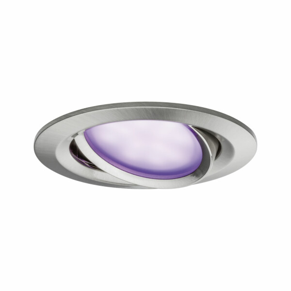 Paulmann LED Einbauleuchte Smart Home Zigbee 3.0 Nova Plus Coin Basisset schwenkbar  rund 84mm 50° Coin 3x5.2W 3x400lm 230V dimmbar RGBW Eisen gebürstet