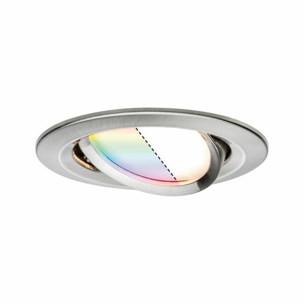 Paulmann LED Einbauleuchte Smart Home Zigbee 3.0 Nova Plus Coin Basisset schwenkbar  rund 84mm 50° Coin 3x5.2W 3x400lm 230V dimmbar RGBW Eisen gebürstet