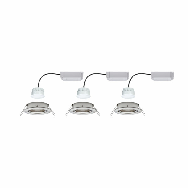 Paulmann LED Einbauleuchte Smart Home Zigbee 3.0 Nova Plus Coin Basisset schwenkbar  rund 84mm 50° Coin 3x5.2W 3x400lm 230V dimmbar RGBW Eisen gebürstet