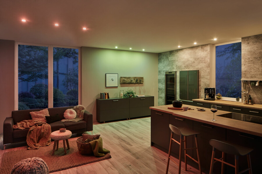 Paulmann LED Einbauleuchte Smart Home Zigbee 3.0 Nova Plus Coin Basisset schwenkbar  rund 84mm 50° Coin 3x5.2W 3x400lm 230V dimmbar RGBW Eisen gebürstet