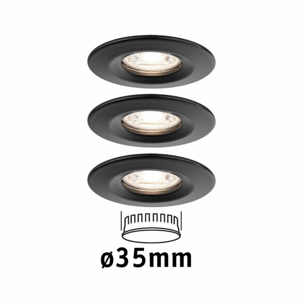 Paulmann LED Einbauleuchte Nova Mini Coin Basisset starr  rund 66mm  Coin 3x4W 3x310lm 230V  2700K Schwarz matt