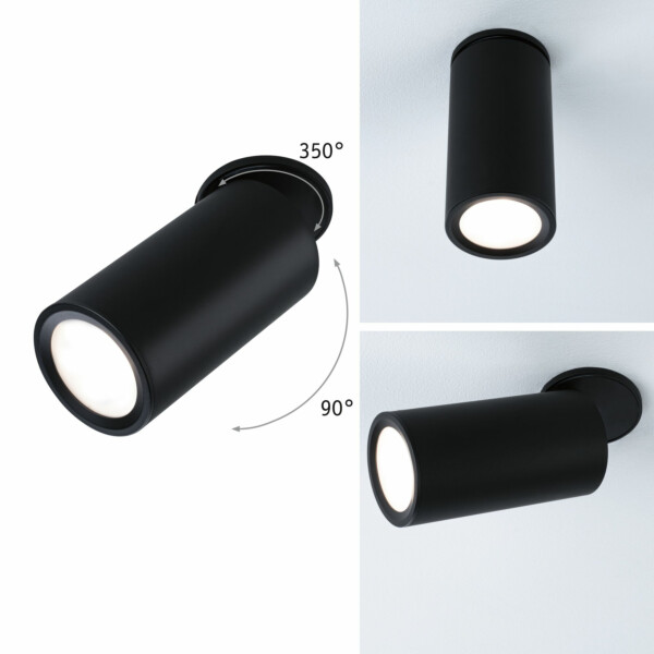 Paulmann LED Einbauleuchte 3-Step-Dim Turnal  rund 60mm 90° Coin 6W 470lm 230V dimmbar 2700K Schwarz matt