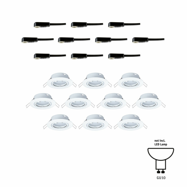 Paulmann Einbauleuchte Base Basisset schwenkbar  rund 90mm 20° GU10 max. 10W  230V dimmbar  Weiß