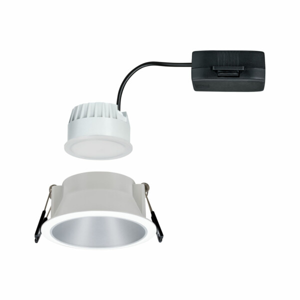 Paulmann LED Einbauleuchte 3-Step-Dim Cole Coin   IP44 rund 88mm  Coin 6W 470lm 230V dimmbar 2700K Weiß#Silber