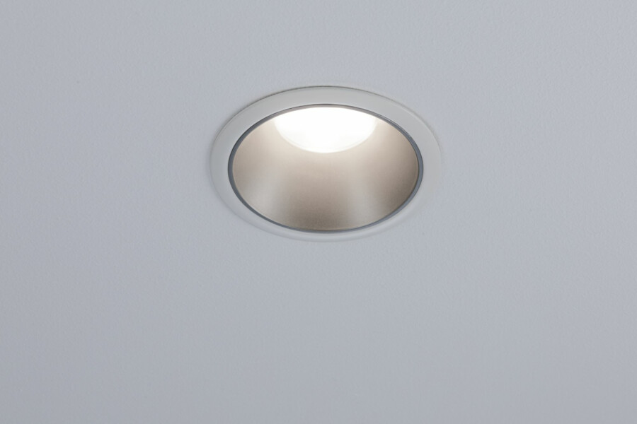 Paulmann LED Einbauleuchte 3-Step-Dim Cole Coin   IP44 rund 88mm  Coin 6W 470lm 230V dimmbar 2700K Weiß#Silber