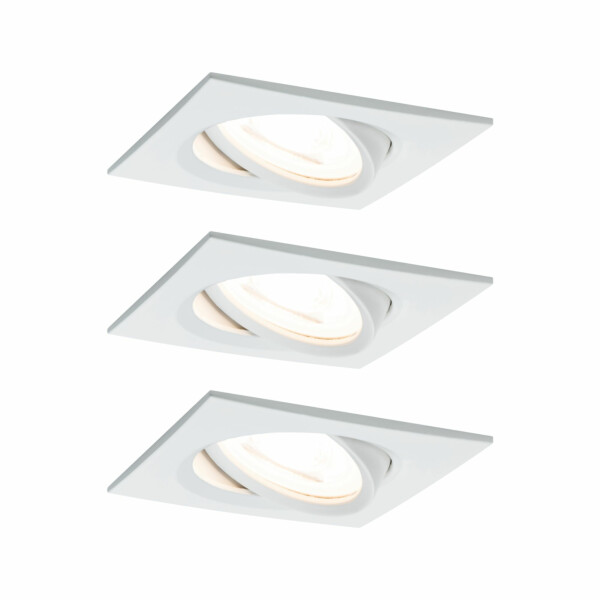 Paulmann LED Einbauleuchte Nova Basisset schwenkbar  eckig 84x84mm 50° GU10 3x6.5W 3x460lm 230V  2700K Weiß matt