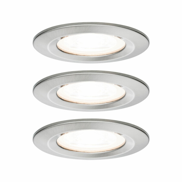 Paulmann LED Einbauleuchte Nova Basisset starr IP44 rund 78mm  GU10 3x6.5W 3x460lm 230V  2700K Eisen gebürstet