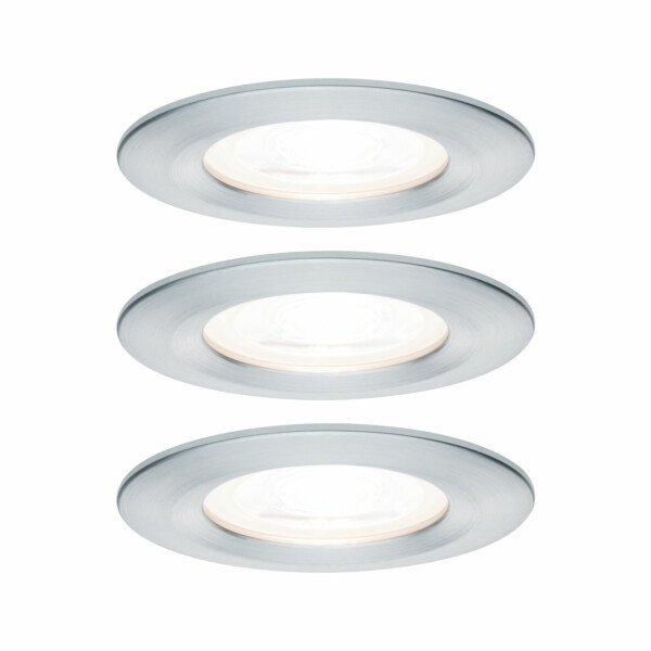 Paulmann LED Einbauleuchte Nova Basisset starr IP44 rund 78mm  GU10 3x6.5W 3x460lm 230V  2700K Alu gedreht