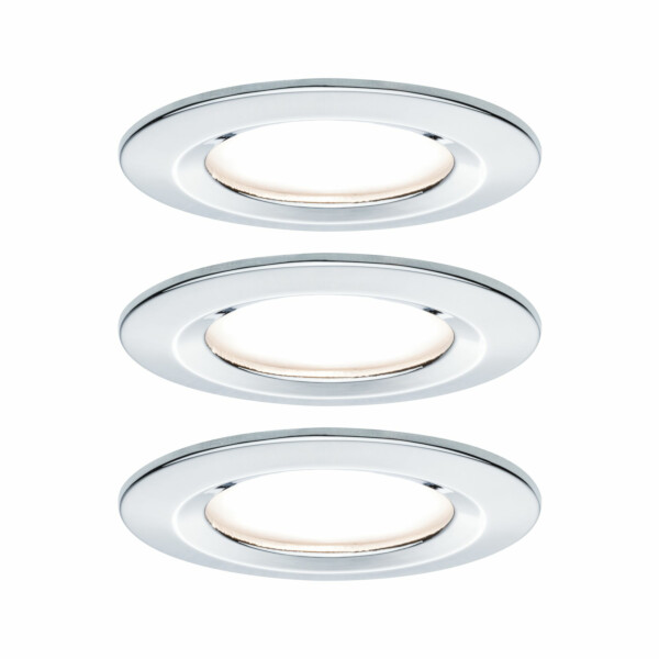 Paulmann LED Einbauleuchte Nova Basisset starr IP44 rund 78mm  GU10 3x6.5W 3x460lm 230V  2700K Chrom