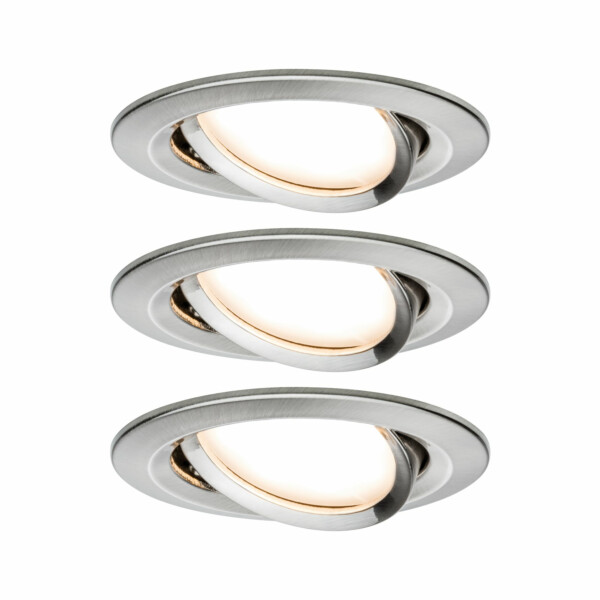 Paulmann LED Einbauleuchte Nova Coin Basisset schwenkbar  rund 84mm 50° Coin 3x6W 3x470lm 230V  2700K Eisen gebürstet