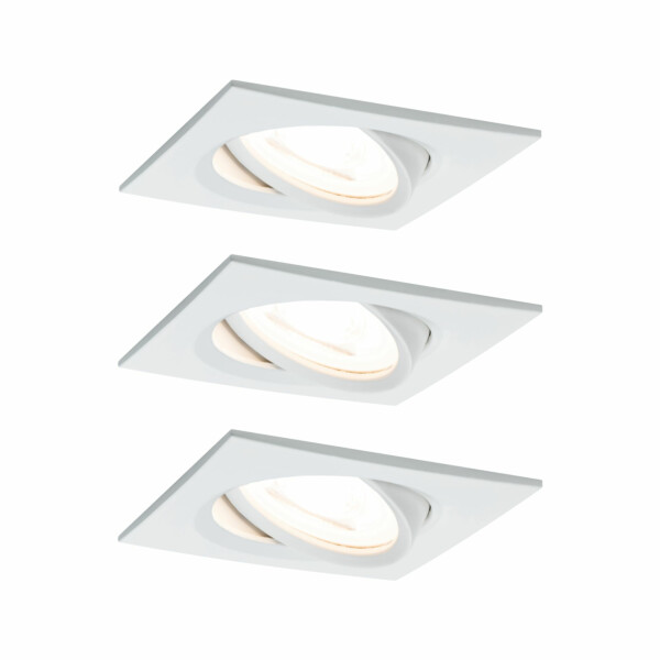 Paulmann LED Einbauleuchte Nova Coin Basisset schwenkbar  eckig 84x84mm 50° Coin 3x6W 3x470lm 230V  2700K Weiß matt