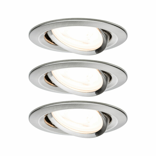 Paulmann LED Einbauleuchte 3-Step-Dim Nova Basisset schwenkbar  rund 84mm 50° GU10 3x6.5W 3x460lm 230V dimmbar 2700K Eisen gebürstet