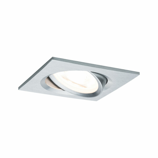 Paulmann LED Einbauleuchte 3-Step-Dim Nova  schwenkbar  eckig 84x84mm 50° GU10 6.5W 460lm 230V dimmbar 2700K Alu gedreht